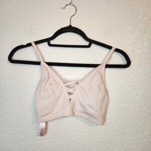 Pink Victoria Secret Unlined bra Women's Lace-Up Ribbed Bralettesize M